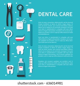 Dental care concept design template for web banners, infographics.  Flat style vector illustration.