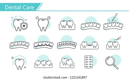 Dental care concept Icon set - Simple Line Series