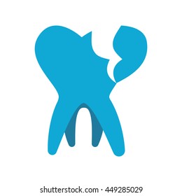 Dental care concept represented by broken tooth icon. isolated and flat illustration 