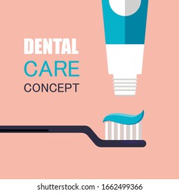 Dental care concept. Toothbrush with toothpaste close up. Brushing teeth.