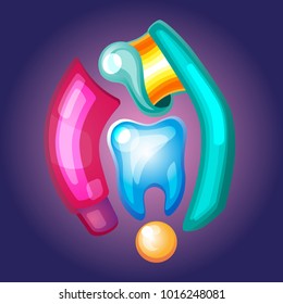 Dental care concept. Toothpaste bubbles foam. Oral hygiene. Vector illustration flat design.