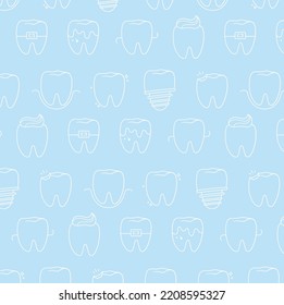 Dental care cute tooth seamless pattern for Dentist background 