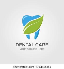 dental care or dentist logo designs with leaf nature symbol