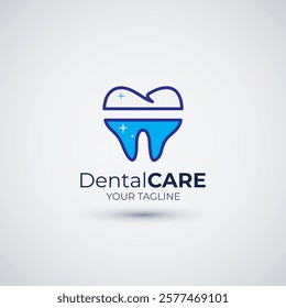 Dental care and dentistry logo design template illustration