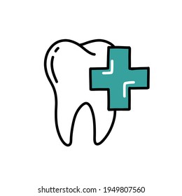 ícono de doodle de cuidado dental, ilustración vectorial