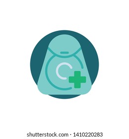 Dental care flat icon. Round colorful button, Medical equipment circular vector sign. Dentistry, stomatology flat style design