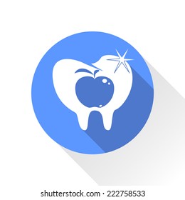Dental care and health, apple and tooth icon, vector illustration