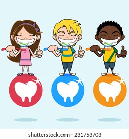 Dental care and health, children, vector illustration