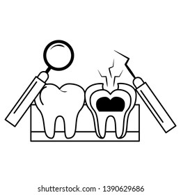 Dental care health and hygiene black and white
