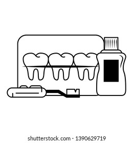 Dental care health and hygiene black and white