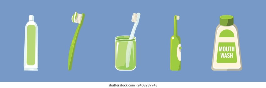 Dental Care and Hygiene Object and Tool Vector Set