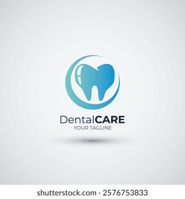 Dental care icon and dentistry logo design template