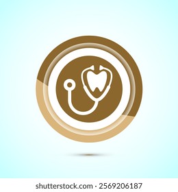 Dental care icon design illustration. Teeth care icon for dentist, dental clinic. Gold color button design