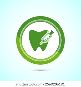 Dental care icon design illustration. Teeth care icon for dentist, dental clinic. Green color button design