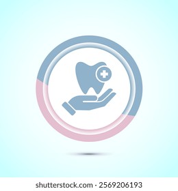 Dental care icon design illustration. Teeth care icon for dentist, dental clinic. Pastel color button design