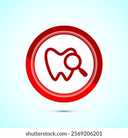 Dental care icon design illustration. Teeth care icon for dentist, dental clinic. Red color button design