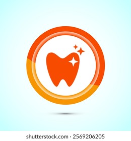 Dental care icon design illustration. Teeth care icon for dentist, dental clinic. Orange color button design