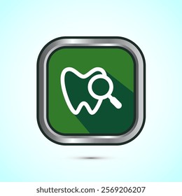 Dental care icon design illustration. Teeth care icon for dentist, dental clinic. Green shadow button design 