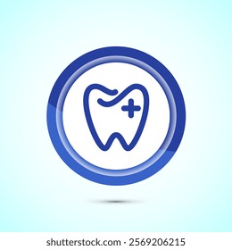 Dental care icon design illustration. Teeth care icon for dentist, dental clinic. Blue color button design