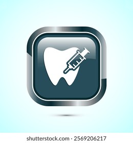 Dental care icon design illustration. Teeth care icon for dentist, dental clinic. Gray color square button design