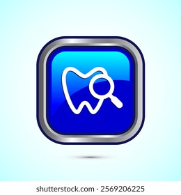 Dental care icon design illustration. Teeth care icon for dentist, dental clinic. Blue color square button design