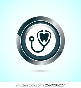 Dental care icon design illustration. Teeth care icon for dentist, dental clinic. Gray color round button design