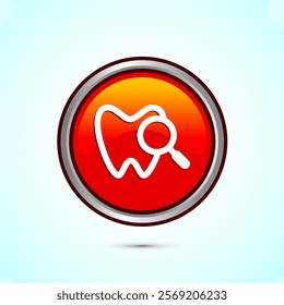 Dental care icon design illustration. Teeth care icon for dentist, dental clinic. Orange color round button design