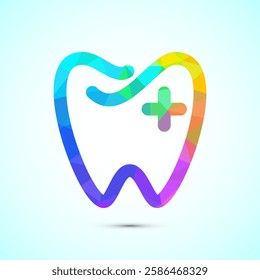 Dental care icon design illustration. Teeth care icon for dentist, dental clinic, low poly style