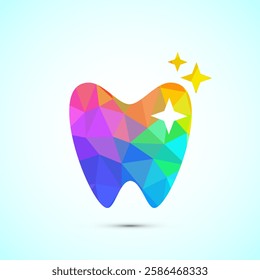 Dental care icon design illustration. Teeth care icon for dentist, dental clinic, low poly style