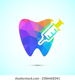 Dental care icon design illustration. Teeth care icon for dentist, dental clinic, low poly style