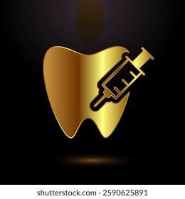 Dental care icon design illustration. Teeth care icon for dentist, dental clinic. Gold color style