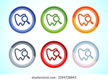 Dental care icon design illustration. Teeth care icon for dentist, dental clinic, 6 color button design set