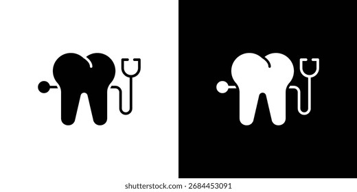 Ícone de cuidados dentários em estilo plano, símbolo preto preenchido