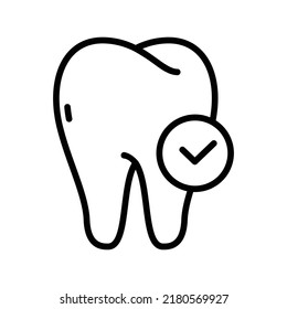 Dental Care Icon. Line Art Style Design Isolated On White Background