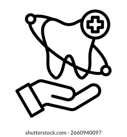 Ilustración vectorial de línea de icono de cuidado dental
