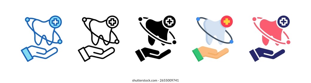 Dental Care Icon Multiple Style Set Collection.