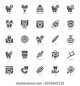 Dental Care icon pack for your website, mobile, presentation, and logo design. Dental Care icon glyph design. Vector graphics illustration and editable stroke.