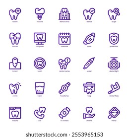 Dental Care icon pack for your website, mobile, presentation, and logo design. Dental Care icon basic line gradient design. Vector graphics illustration and editable stroke.