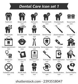 Dental Care Icon Set 1, Vector Graphics