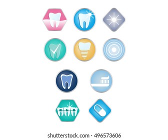 Dental care icon set. Dentistry and teeth care icon collection in vector