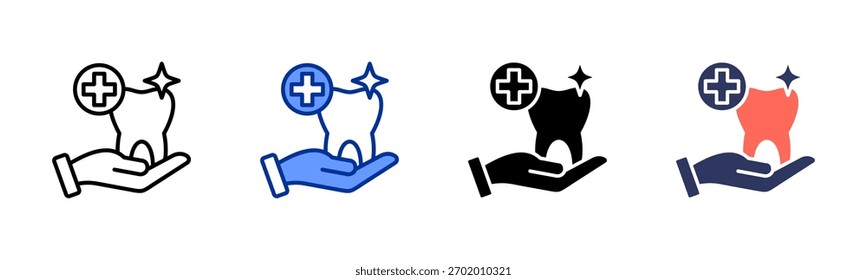 Dental Care icon set multiple style collection