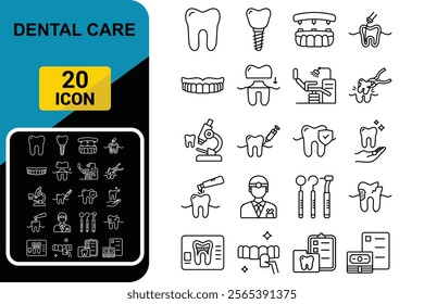 Dental care icon set. Solid icon collection. Vector illustration.