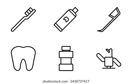 Dental care icon set, symbol vector template collection