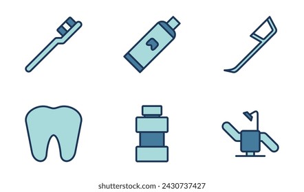 Dental care icon set, symbol vector template collection