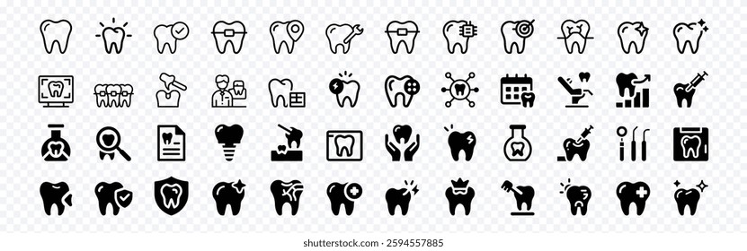 Dental Care Icon Set – Teeth, Tooth Health, Dentistry Symbols, dental icon set, dental related icons set