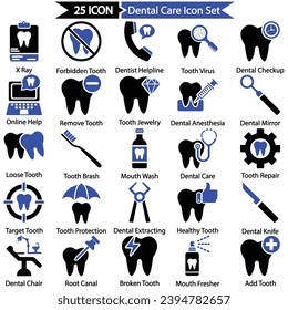 Juego de iconos de cuidado dental, gráficos vectoriales
