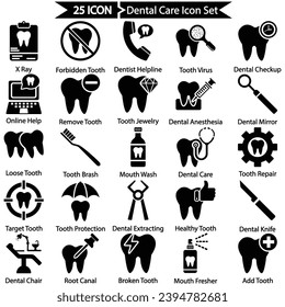Juego de iconos de cuidado dental, gráficos vectoriales