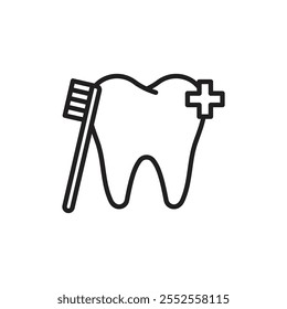 Icono de cuidado dental Simple contorno delgado