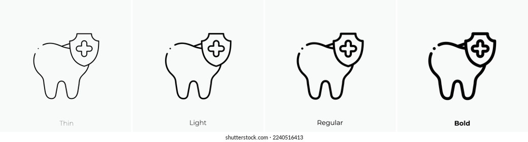 Dental care icon. Thin, Light Regular And Bold style design isolated on white background