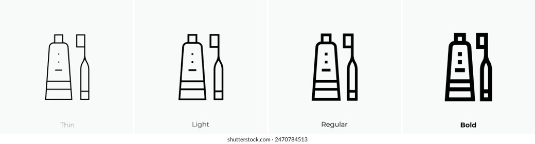Symbol für Zahnpflege. Dünnes, leichtes Regular- und Bold-Design isoliert auf weißem Hintergrund